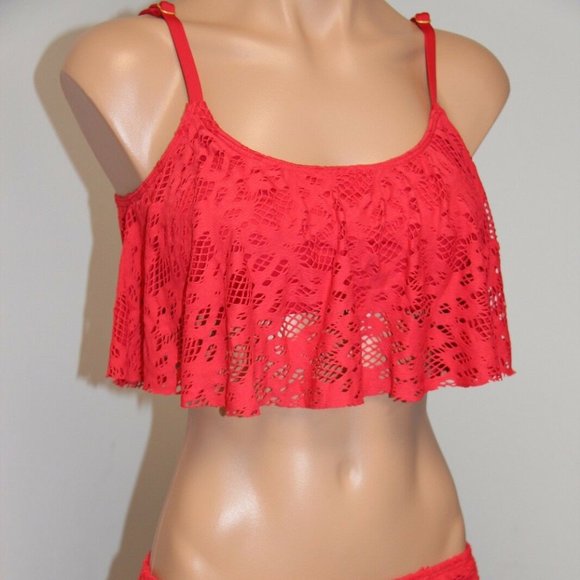 NWT Kenneth Cole Reaction Bikini Swim Skirt Bra Crochet LIP size S M L - Picture 5 of 7